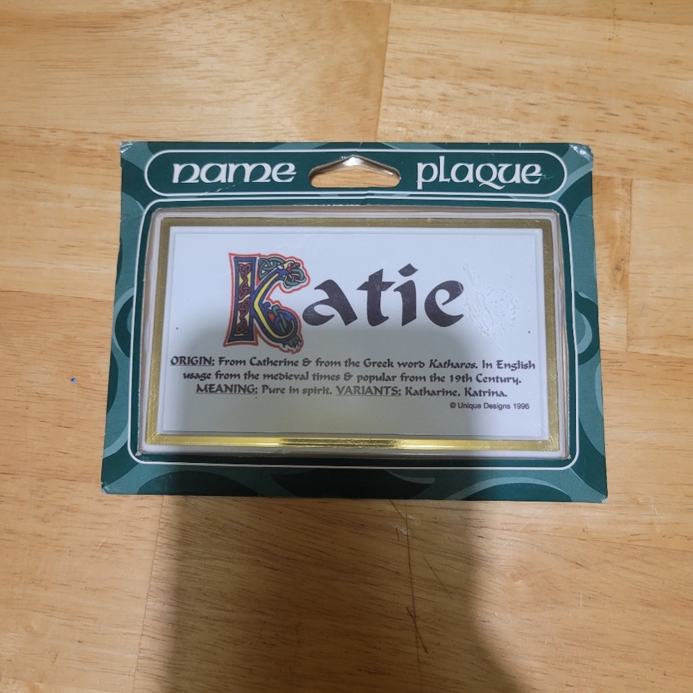NWT Katie name plaque from Ireland